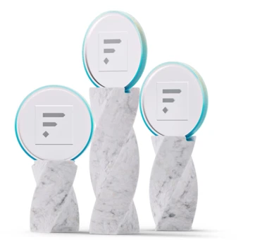Flagstone coins on marble pedestals