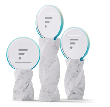 Flagstone coins on marble pedestals