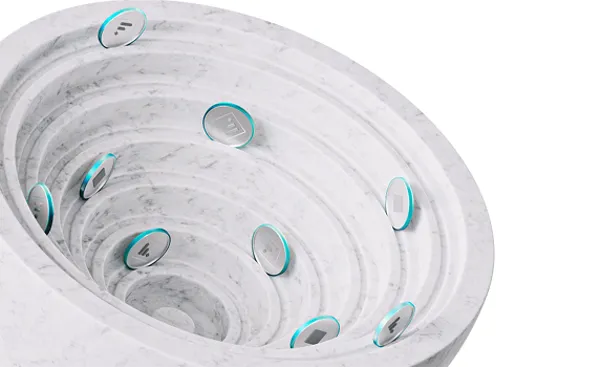 Concentric Circle Piggy Bank Deposit Design Element With Flagstone Logo