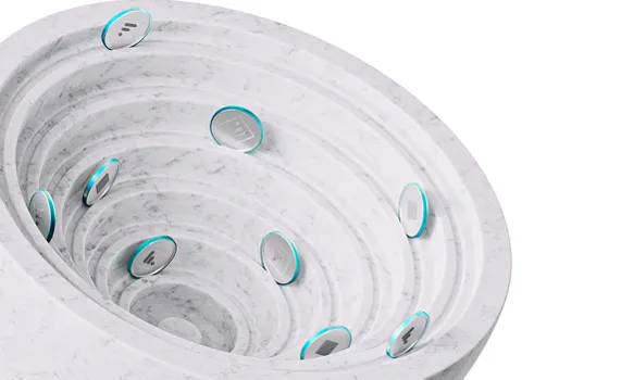 Concentric Circle Piggy Bank Deposit Design Element With Flagstone Logo