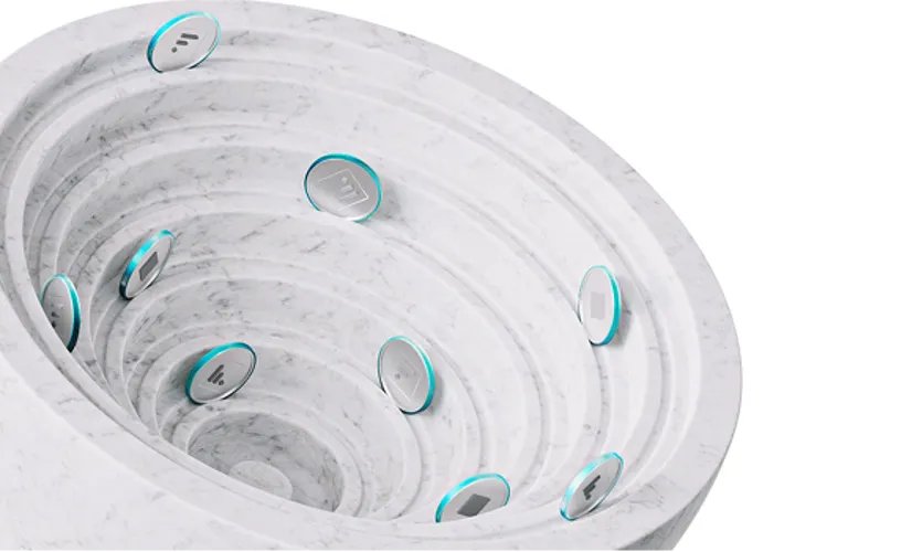 Concentric Circle Piggy Bank Deposit Design Element With Flagstone Logo