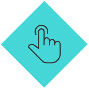 Illustration of a blue diamond with a finger touch icon